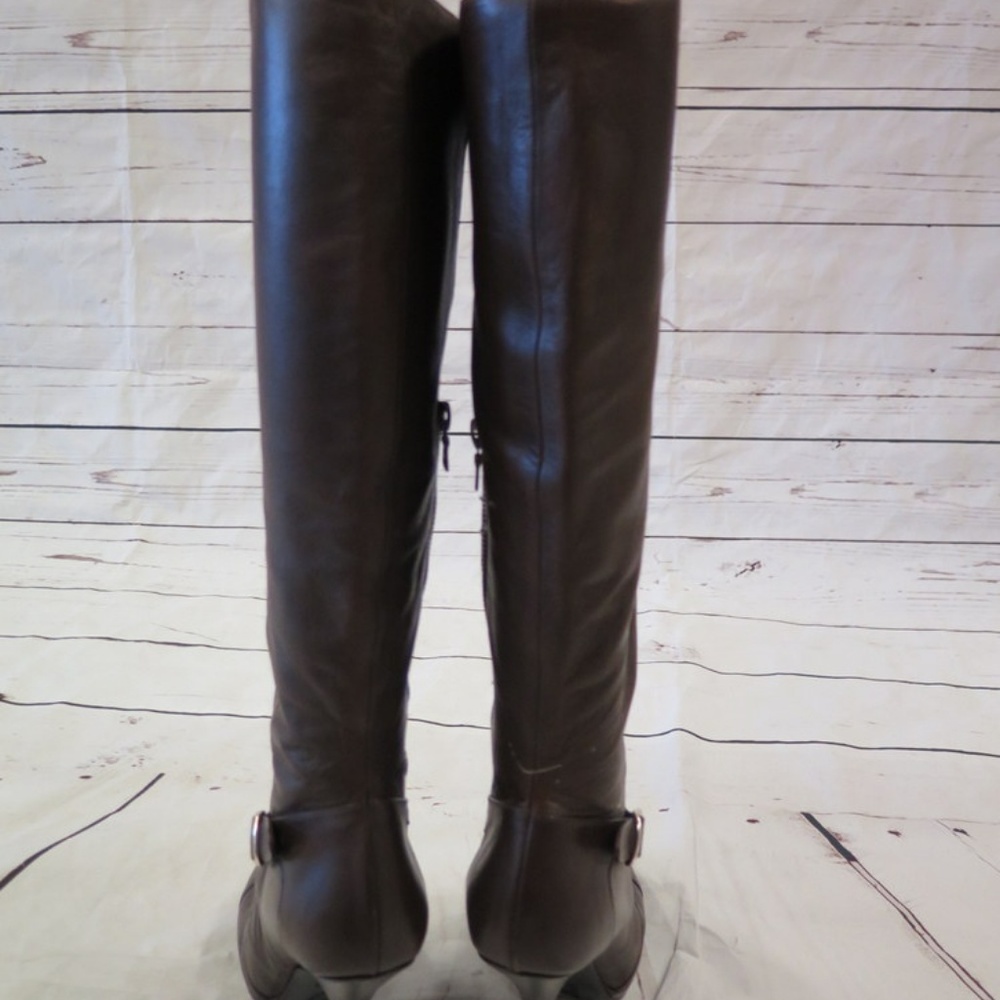 Dries Van Noten Knee-High Boots Dark Brown Leather - Picture 4 of 7